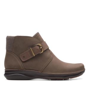 Botki Damskie Clarks Appley Mid Szare Brązowe | CLK149HLI