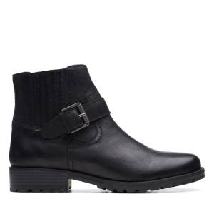 Botki Damskie Clarks Clarkwell Paskiem Czarne | CLK346RVU