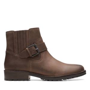 Botki Damskie Clarks Clarkwell Paskiem Ciemny Brązowe | CLK479BDY