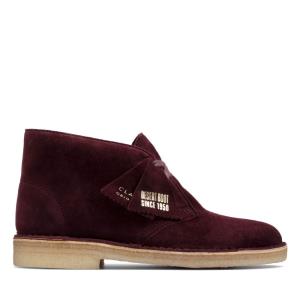 Botki Damskie Clarks Desert Boot Bordowe | CLK234VUT