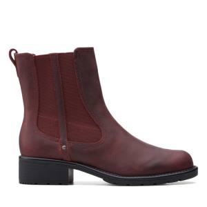 Botki Damskie Clarks Orinoco Club Ciemny Czerwone | CLK658NIM