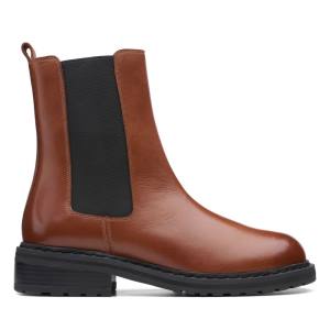 Botki Damskie Clarks Tilham Chelsea Ciemny Brązowe | CLK920VNZ