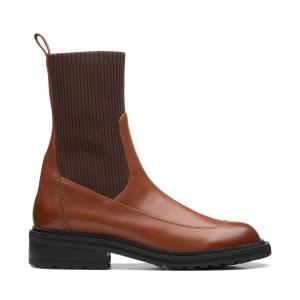 Botki Damskie Clarks Tilham Knit Ciemny Brązowe | CLK431EMY