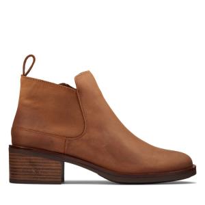 Botki Na Obcasie Damskie Clarks Memi Zip Ciemny Brązowe | CLK943HZN