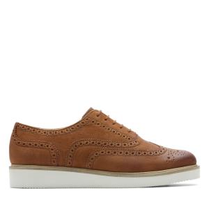 Buty Płaskie Damskie Clarks Baille Brogue Brązowe | CLK439WUX