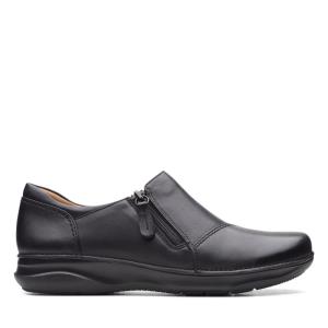 Czarne Buty Damskie Clarks Appley Zip Czarne | CLK489SBV