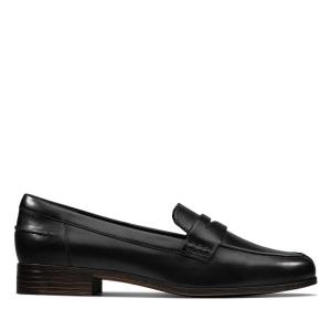 Czarne Buty Damskie Clarks Hamble Loafer Czarne | CLK907PON