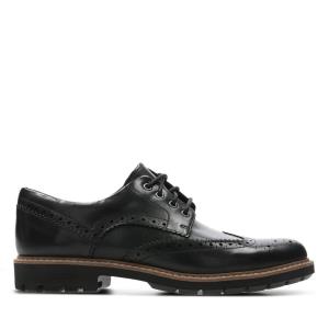 Czarne Buty Męskie Clarks Batcombe Wing Czarne | CLK906WHD