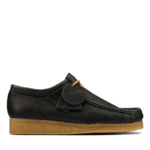 Czarne Buty Męskie Clarks Wallabee Czarne Beżowe | CLK756LFZ