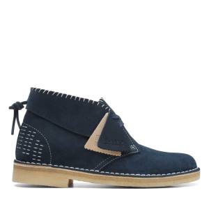 Pustynne Buty Damskie Clarks Desert Boot Klasyczne Granatowe | CLK079LNA