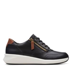 Trampki Damskie Clarks Un Rio Zip Czarne | CLK941MDT