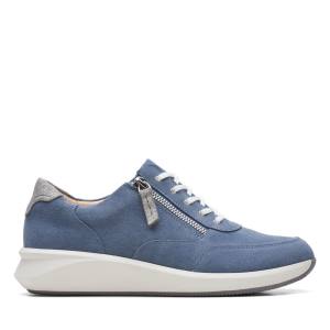 Trampki Damskie Clarks Un Rio Zip Niebieskie | CLK680RSB