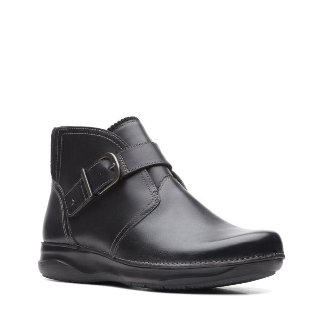 Botki Damskie Clarks Appley Mid Czarne | CLK851SBM