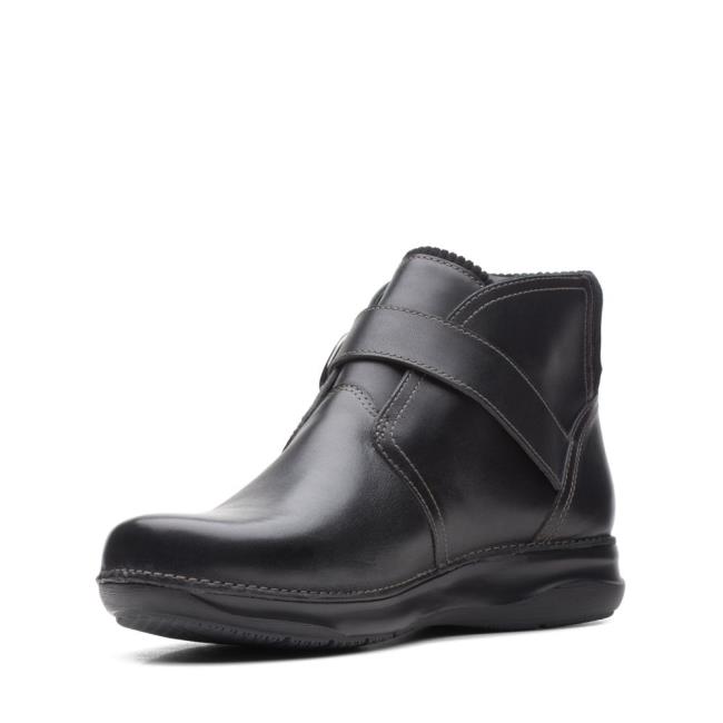 Botki Damskie Clarks Appley Mid Czarne | CLK851SBM