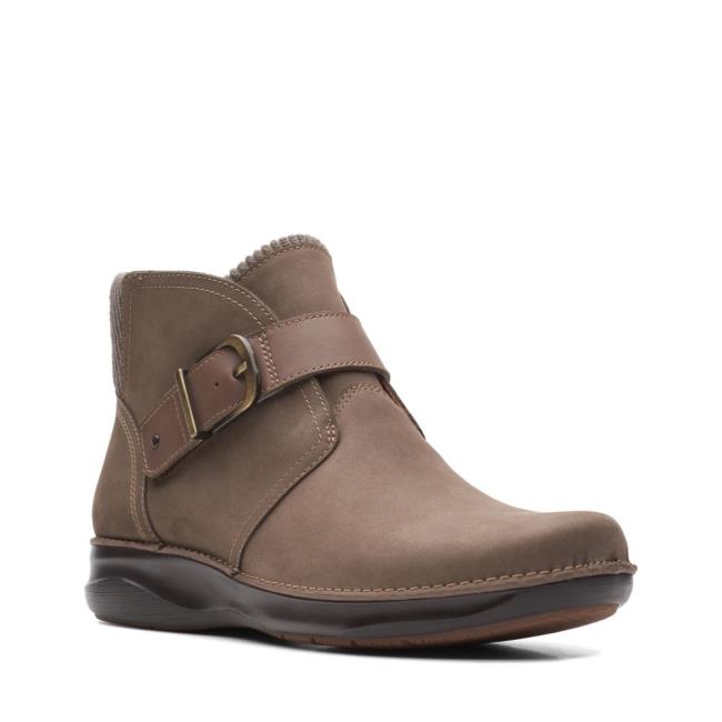 Botki Damskie Clarks Appley Mid Szare Brązowe | CLK149HLI