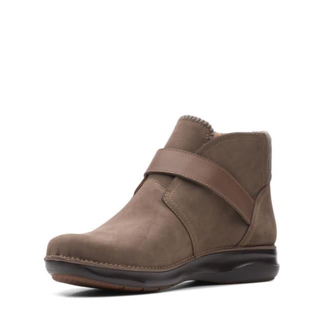 Botki Damskie Clarks Appley Mid Szare Brązowe | CLK149HLI