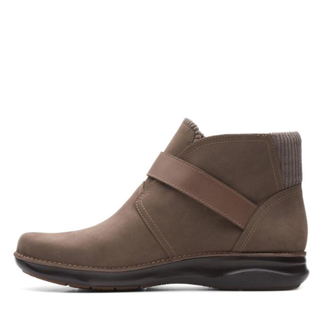 Botki Damskie Clarks Appley Mid Szare Brązowe | CLK149HLI