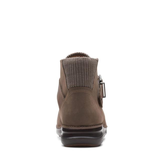 Botki Damskie Clarks Appley Mid Szare Brązowe | CLK149HLI