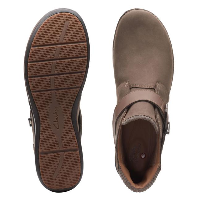 Botki Damskie Clarks Appley Mid Szare Brązowe | CLK149HLI