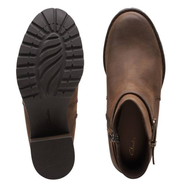 Botki Damskie Clarks Clarkwell Hall Brązowe | CLK478LTO