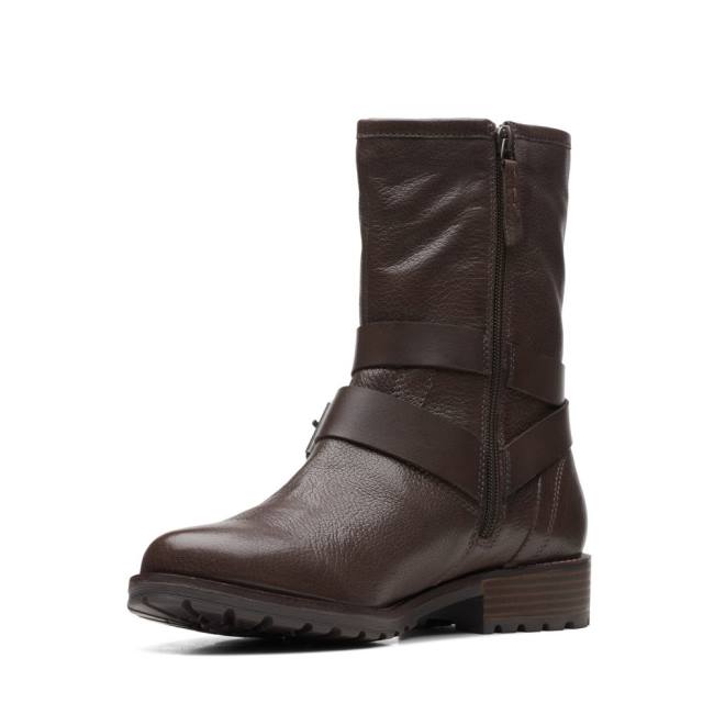 Botki Damskie Clarks Clarkwell Mid Ciemny Brązowe | CLK739ZTS