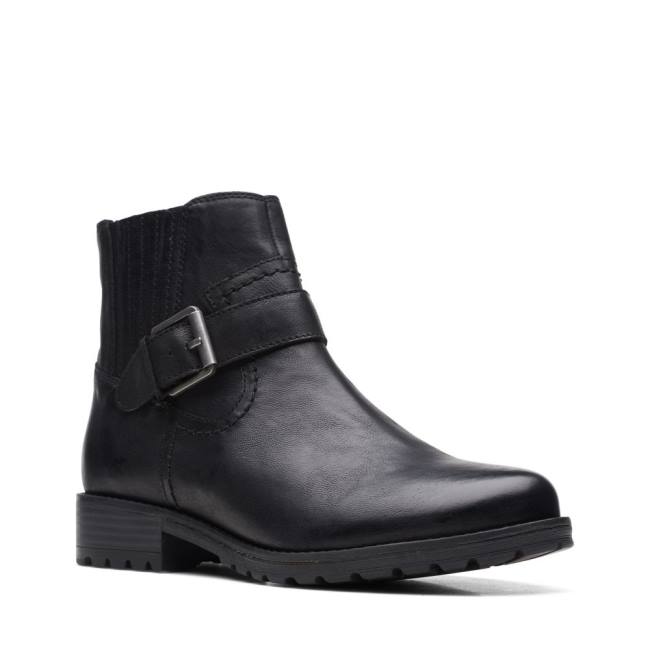 Botki Damskie Clarks Clarkwell Paskiem Czarne | CLK346RVU