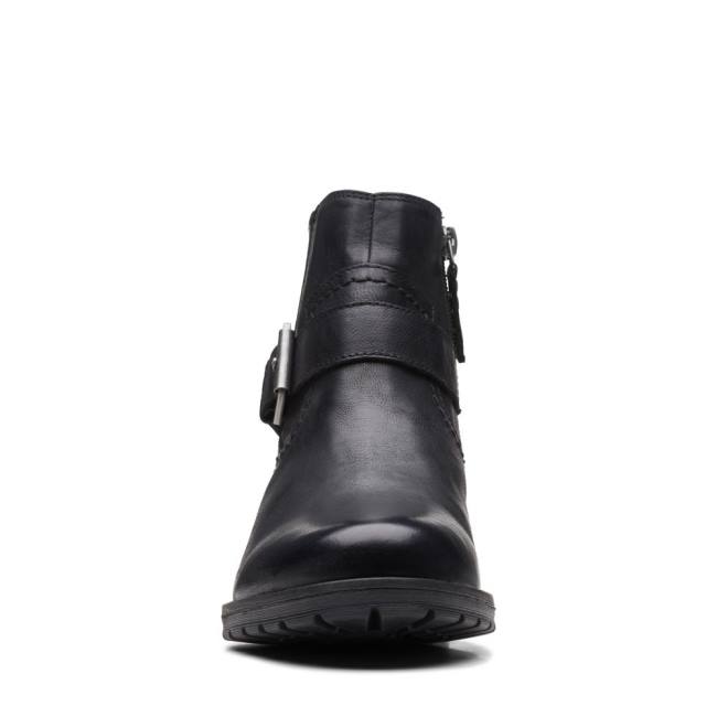 Botki Damskie Clarks Clarkwell Paskiem Czarne | CLK346RVU