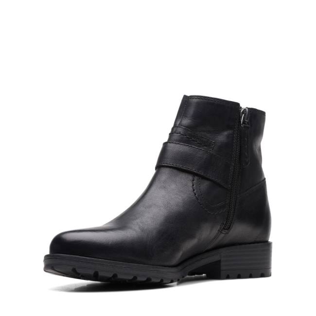 Botki Damskie Clarks Clarkwell Paskiem Czarne | CLK346RVU