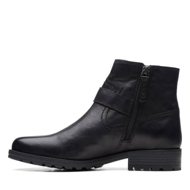 Botki Damskie Clarks Clarkwell Paskiem Czarne | CLK346RVU