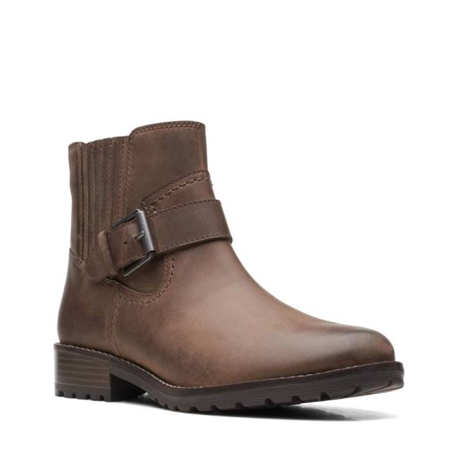 Botki Damskie Clarks Clarkwell Paskiem Ciemny Brązowe | CLK479BDY