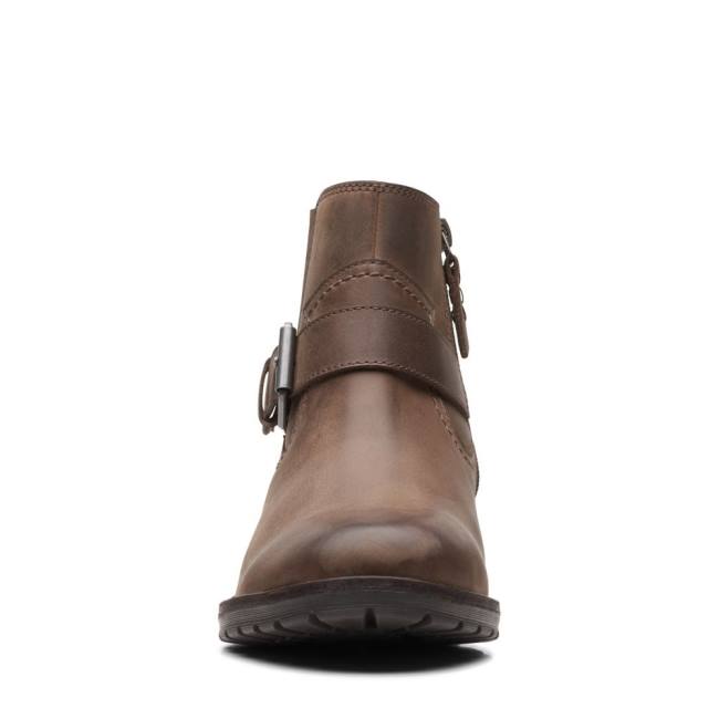 Botki Damskie Clarks Clarkwell Paskiem Ciemny Brązowe | CLK479BDY