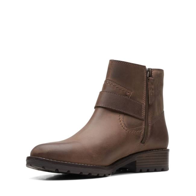 Botki Damskie Clarks Clarkwell Paskiem Ciemny Brązowe | CLK479BDY