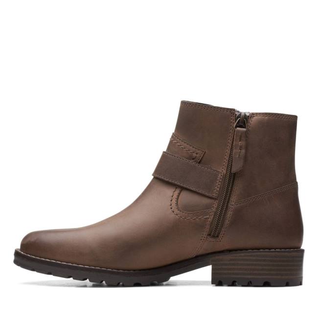 Botki Damskie Clarks Clarkwell Paskiem Ciemny Brązowe | CLK479BDY