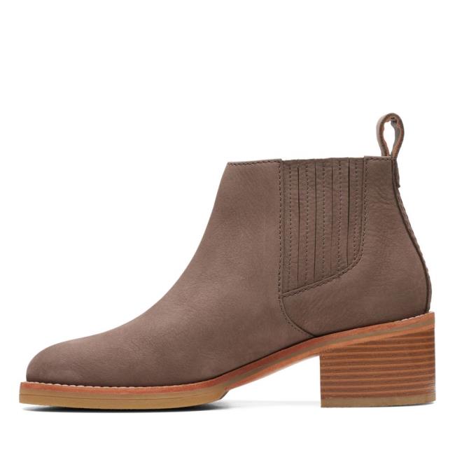 Botki Damskie Clarks Cologne Top Ciemny Szare Brązowe | CLK736VIL