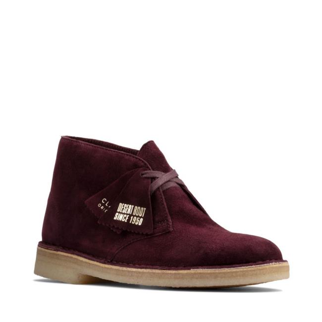 Botki Damskie Clarks Desert Boot Bordowe | CLK234VUT