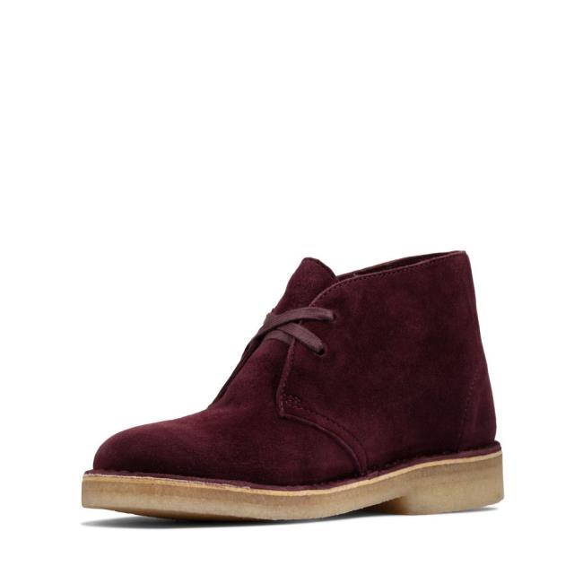 Botki Damskie Clarks Desert Boot Bordowe | CLK234VUT