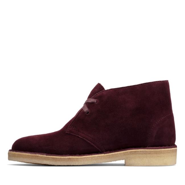 Botki Damskie Clarks Desert Boot Bordowe | CLK234VUT