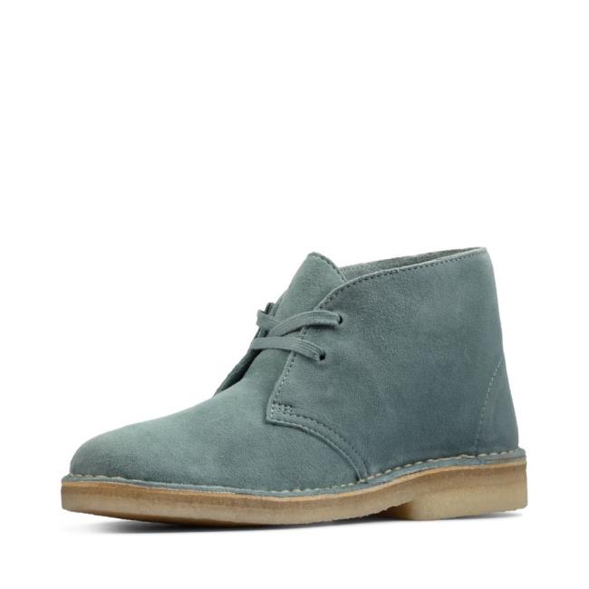 Botki Damskie Clarks Desert Boot Niebieskie | CLK169OFE