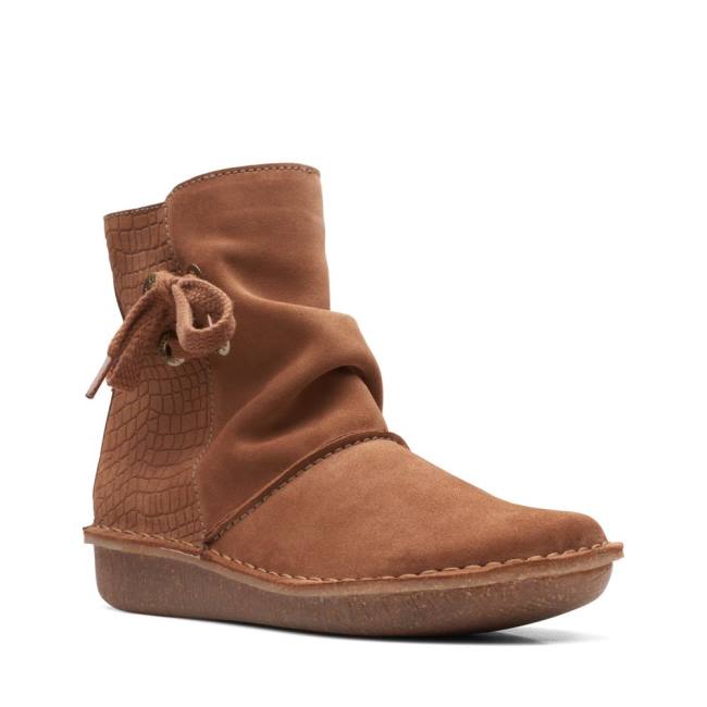 Botki Damskie Clarks Funny Oak Ciemny Brązowe | CLK843NMT