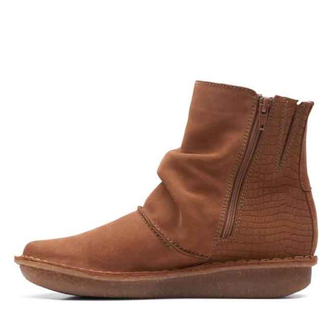 Botki Damskie Clarks Funny Oak Ciemny Brązowe | CLK843NMT