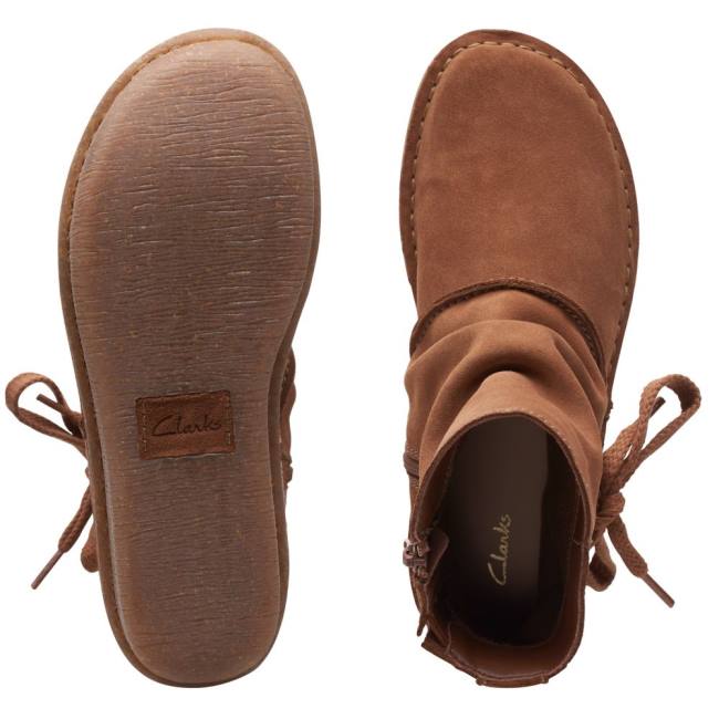 Botki Damskie Clarks Funny Oak Ciemny Brązowe | CLK843NMT