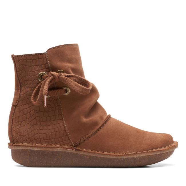 Botki Damskie Clarks Funny Oak Ciemny Brązowe | CLK843NMT