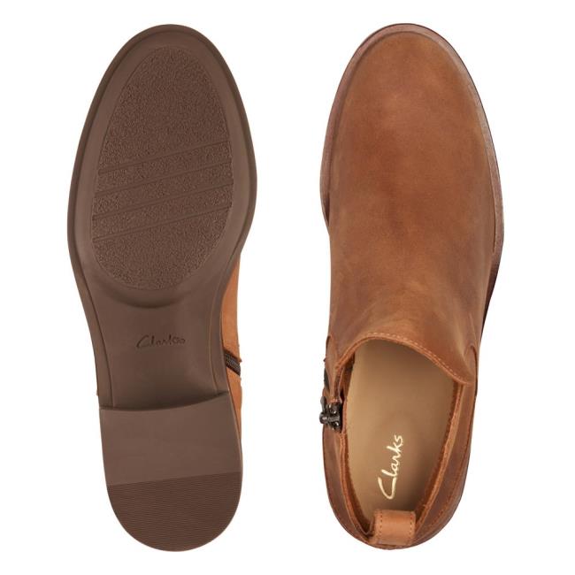 Botki Damskie Clarks Memi Zip Ciemny Brązowe | CLK450IFE