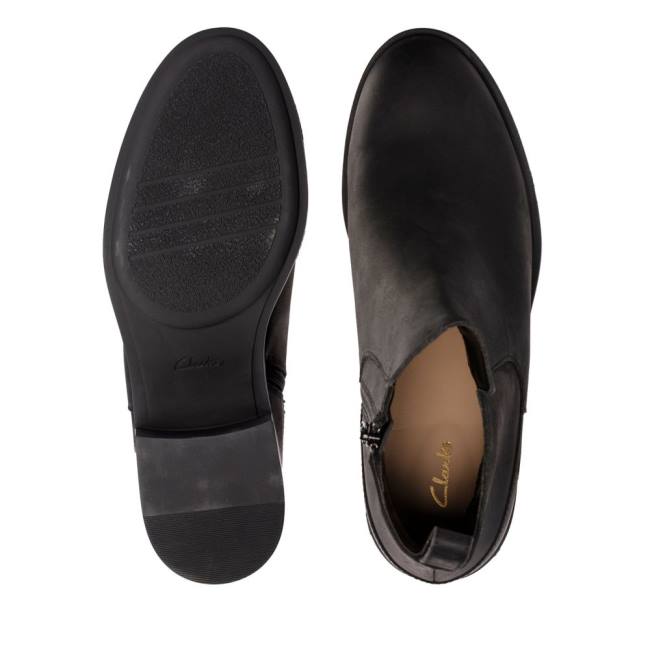 Botki Damskie Clarks Memi Zip Nieprzemakalne Czarne | CLK395TKE