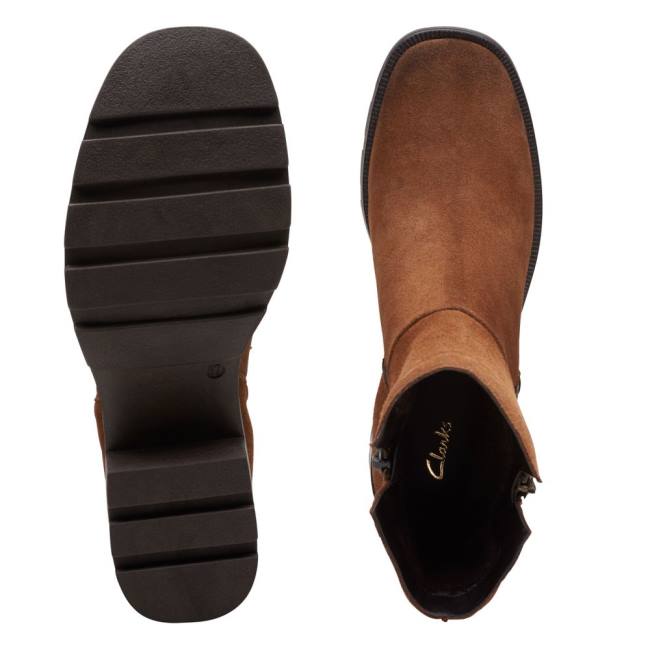 Botki Damskie Clarks Odollo Zip Brązowe | CLK347IKL