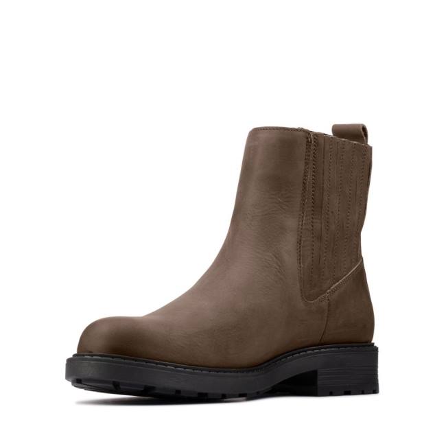 Botki Damskie Clarks Orinoco2 Mid Ciemny Oliwkowe | CLK698BAM