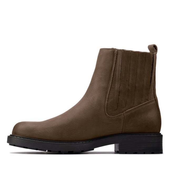 Botki Damskie Clarks Orinoco2 Mid Ciemny Oliwkowe | CLK698BAM