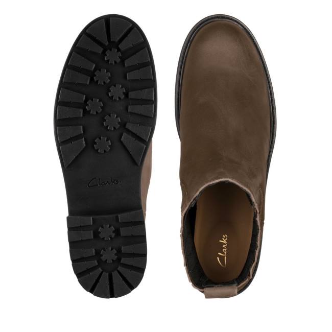 Botki Damskie Clarks Orinoco2 Mid Ciemny Oliwkowe | CLK698BAM