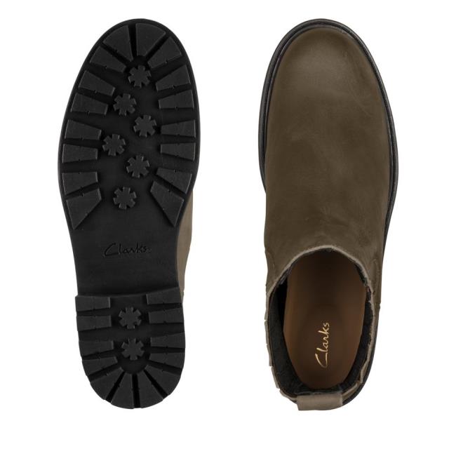 Botki Damskie Clarks Orinoco2 Mid Ciemny Oliwkowe | CLK980BIF