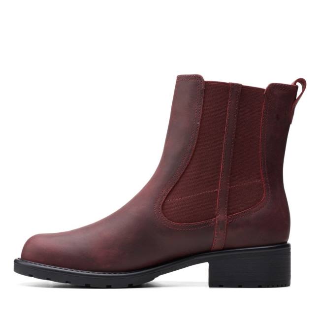 Botki Damskie Clarks Orinoco Club Ciemny Czerwone | CLK658NIM